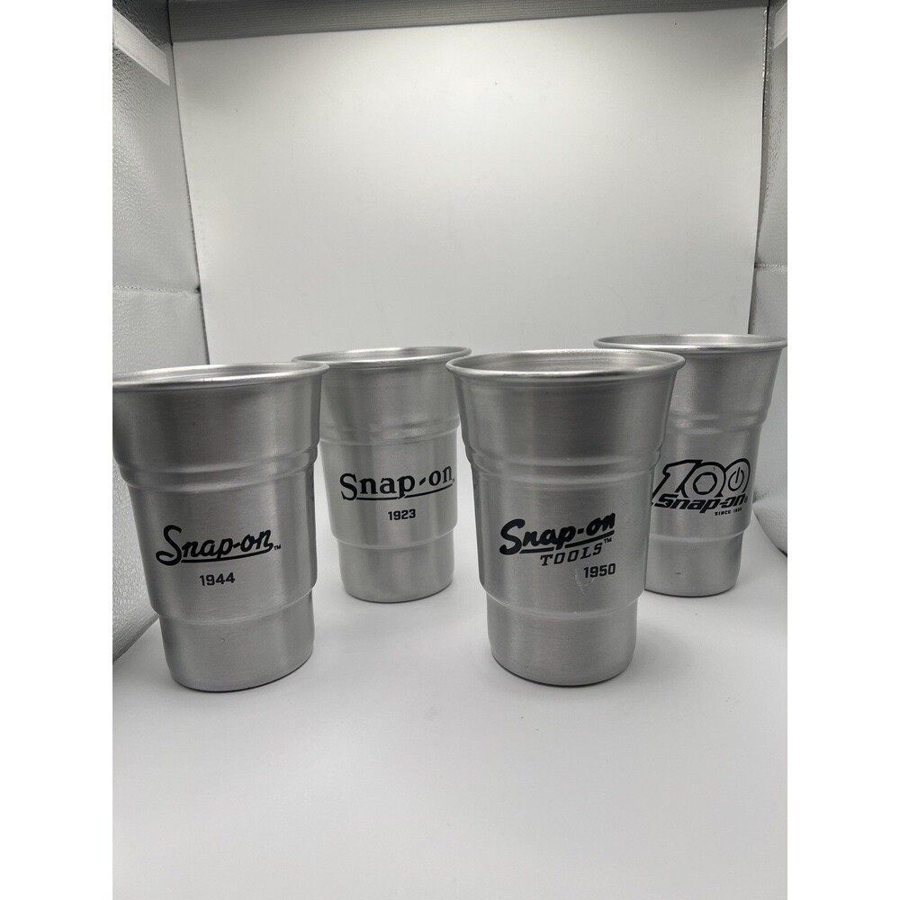 Lot of 4 Snap On Special 100th Anniversary Aluminum 22 oz Cups Signature Era